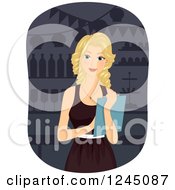 Poster, Art Print Of Blond Woman Holding A Clipboard At A Party