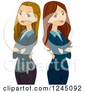 Clipart Of Arguing Teenage Girls Standing Back To Back Royalty Free Vector Illustration