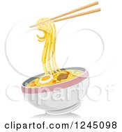 Clipart Of A Bowl Of Noodles And Chopsticks Royalty Free Vector Illustration by BNP Design Studio