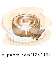 Poster, Art Print Of Cinnamon Roll With Sticks And Sugar Icing