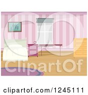 Poster, Art Print Of Bed In A Pink Attic Room