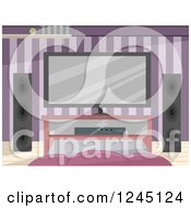 Poster, Art Print Of Entertainment Room Interior With Purple Wallpaper