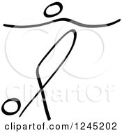 Clipart Of A Black Stick Man Rabona Kicking A Soccer Ball Royalty Free Vector Illustration by Zooco