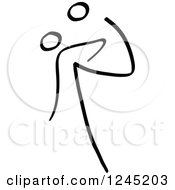 Clipart Of A Black Stick Man Kicking A Soccer Ball Above His Head Royalty Free Vector Illustration by Zooco
