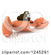 Clipart Of A 3d Pirate Crab Facing Right Royalty Free Illustration by Julos