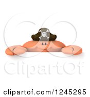 Clipart Of A 3d Pirate Crab Over A Sign Royalty Free Illustration by Julos