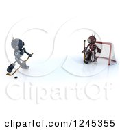 Poster, Art Print Of 3d Red And Blue Android Robots Playing Hockey 4
