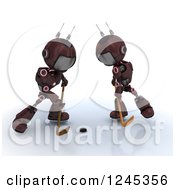 Poster, Art Print Of 3d Red Android Robots Playing Hockey 2