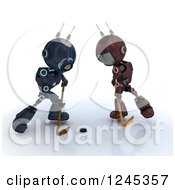 Poster, Art Print Of 3d Red And Blue Android Robots Playing Hockey 5