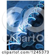Poster, Art Print Of Background Of 3d Dna Strands And Viruses In Blue