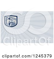 Clipart Of A Ray Construction Worker And Scaffolding Background Or Business Card Design Royalty Free Illustration