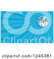Clipart Of A Blue Ray Chef Background Or Business Card Design Royalty Free Illustration
