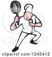 Clipart Of A Cartoon Male Chef In A Kung Fu Fighting Stance Royalty Free Vector Illustration