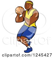 Clipart Of A Cartoon Black Male Basketball Player Shooting Royalty Free Vector Illustration