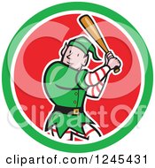 Poster, Art Print Of Baseball Elf Batting In A Circle