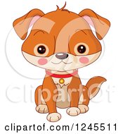 Poster, Art Print Of Cute Brown Baby Puppy Dog Sitting
