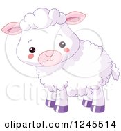 Clipart Of A Cute Purple Baby Lamb Royalty Free Vector Illustration by Pushkin