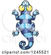 Clipart Of A Striped Blue Chameleon Lizard Royalty Free Vector Illustration