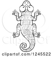 Clipart Of A Black And White Striped Chameleon Lizard Royalty Free Vector Illustration by Cory Thoman