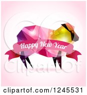 Colorful Geometric Sheep With Flares And A Happy New Year Banner