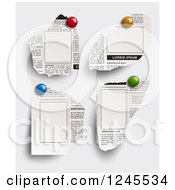 Clipart Of Newspaper Clippings With Blank Boxes Pinned To A Wall Royalty Free Vector Illustration by Eugene