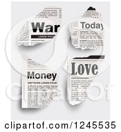 Poster, Art Print Of War Today Money And Love Newspaper Clippings