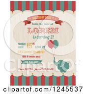 Poster, Art Print Of Circus Elephant Carnival Birthday Party Invitation With Sample Text