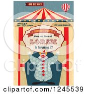 Poster, Art Print Of Circus Clown With A Big Top Birthday Party Invite With Sample Text