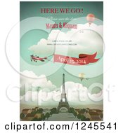 Poster, Art Print Of Paris Wedding Announcement Over The Eiffel Tower