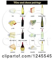 Clipart Of Wine And Cheese Pairings Royalty Free Vector Illustration