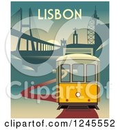 Yellow Electric Tram Of Lisbon Portugal At Sunset