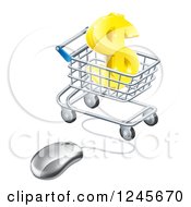 Poster, Art Print Of 3d Gold Dollar Symbol In A Shopping Cart With A Computer Mouse