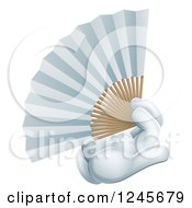 Clipart Of A Cartoon Gloved Hand Holding A Chinese Fan Royalty Free Vector Illustration