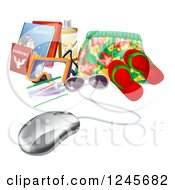 Poster, Art Print Of 3d Computer Mouse Wired To Travel Items