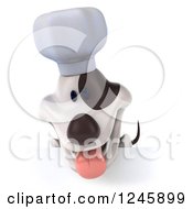Clipart Of A 3d Jack Russell Terrier Dog Chef Panting Over A Sign Royalty Free Illustration