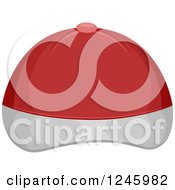 Clipart Of A Red And White Baseball Cap Royalty Free Vector Illustration