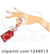 Poster, Art Print Of Caucasian Womans Hand Holding A Red Clearance Price Tag