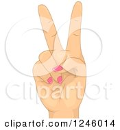 Clipart Of A Caucasian Womans Hand Holding Up Two Fingers Royalty Free Vector Illustration