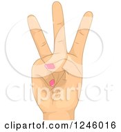 Clipart Of A Caucasian Womans Hand Holding Up Three Fingers Royalty Free Vector Illustration