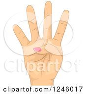 Clipart Of A Caucasian Womans Hand Holding Up Four Fingers Royalty Free Vector Illustration