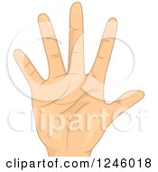 Clipart Of A Caucasian Hand Gesturing To Stop Or Holding Up Five Fingers Royalty Free Vector Illustration
