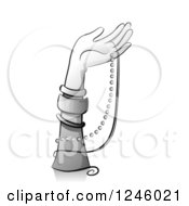 Clipart Of A Grayscale Hand With Jewelry Royalty Free Vector Illustration