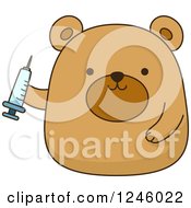 Poster, Art Print Of Brown Bear Doctor Holding A Syringe