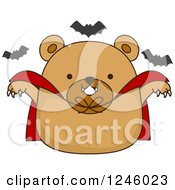 Poster, Art Print Of Brown Bear Vampire With Halloween Bats