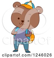 Clipart Of A Cute School Bear Boy Royalty Free Vector Illustration