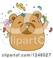 Poster, Art Print Of Brown Bear With Party Confetti