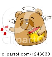 Poster, Art Print Of Brown Bear Cupid Tossing Hearts
