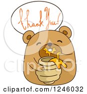 Brown Bear Eating Honey Under Thank You Text