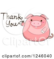 Poster, Art Print Of Pink Pig Writing Thank You