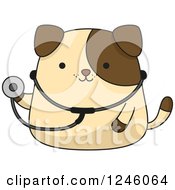 Poster, Art Print Of Brown Puppy Dog Doctor With A Stethoscop